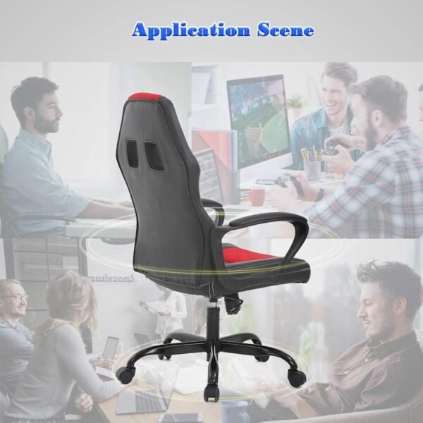 61pis72KJ4L._AC_SL1010.jpg Office Chair PC Gaming Chair Cheap Desk Chair Ergonomic PU Leather Executive Computer Chair Lumbar Support for Women, Men (Red)