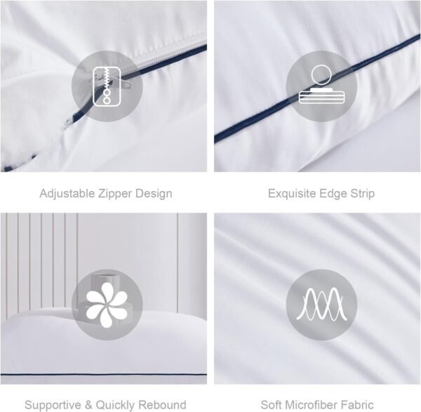 Pillows Standard Size Set of 2,Adjustable Microfiber Standard Pillows with Hollow Fiber,Hotel Quailty Bed Pillows for Sleeping 2 Pack for Side Sleeper