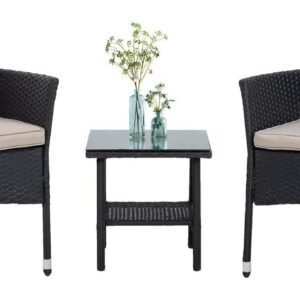 61sLDQfrO7L._AC_SL1428.jpg 3 Piece Furniture Patio Chairs Wicker Outdoor Rattan Conversation Bistro Set for Backyard Porch Poolside Lawn (Brown)