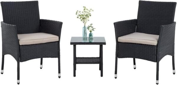 61sLDQfrO7L._AC_SL1428.jpg 3 Piece Furniture Patio Chairs Wicker Outdoor Rattan Conversation Bistro Set for Backyard Porch Poolside Lawn (Brown)