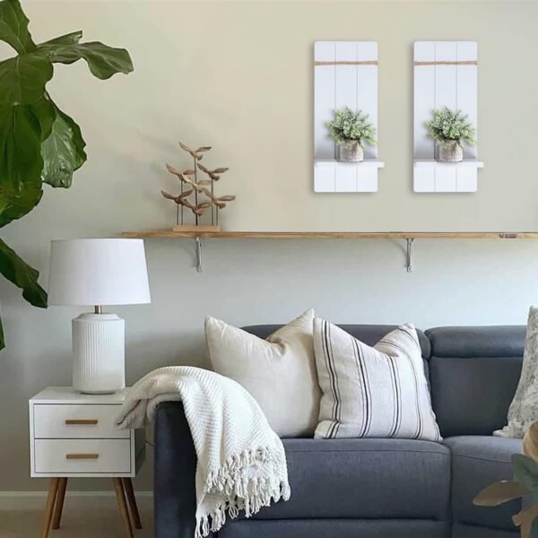 Candle Sconces Wall Decor Set of 2- Handmade Wall Sconce Candle Holder- White Wood Wall Home Decor- Modern Farmhouse Wall Decorations for Living Room, Bedroom, Bathroom, Dining Room