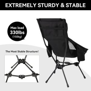 61uoH4eEZXL._AC_SL1500.jpg High Back Camping Chair, Lightweight Camping Chair with Headrest, Stable Portable Folding Chair for Outdoor Camp, Hiking, Backpacking(Black)