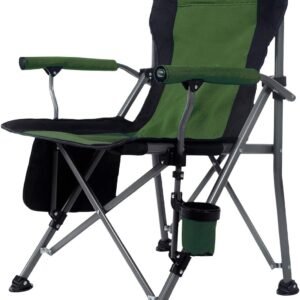 Portable Camping Chair Folding Quad Outdoor Lawn Chairs Cooling Mesh Back, Adjustable Arm Height, 2 Cup Holder, Side Pocket for Concert, Carry Bag for Sports Support 300lbs(Blue Mesh)