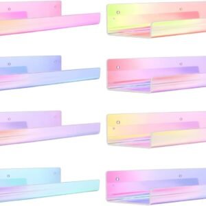 61vo0nF3ITL._AC_SL1500.jpg 4 Pack Acrylic Shelves for Wall Storage, 15" Floating Bookshelves for Kids, Display Shelf Organizer for Bathroom, Bedroom, Living Room, Kitchen, Room Decor, Clear