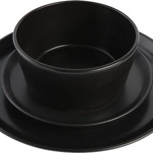 Sofia Coupe Stoneware Dinnerware Set, Service for 4 (12pcs), Black