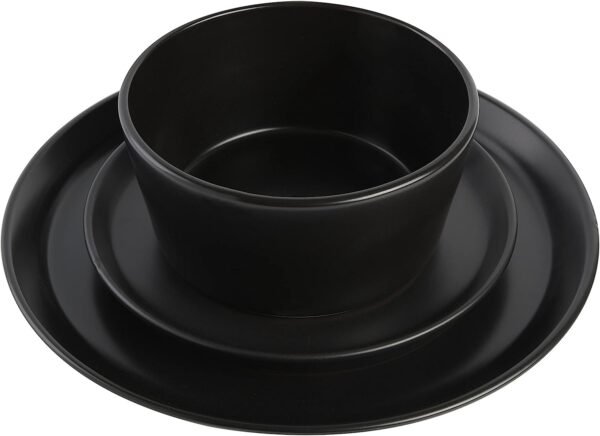Sofia Coupe Stoneware Dinnerware Set, Service for 4 (12pcs), Black