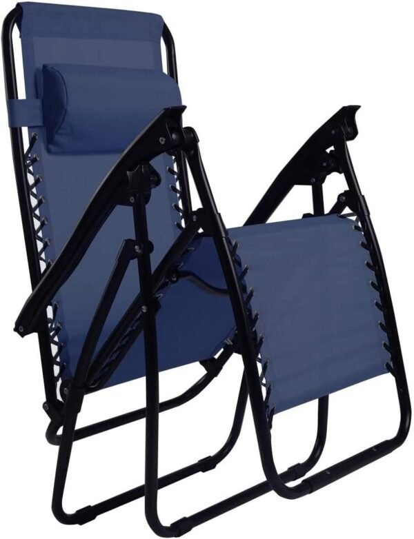 Folding Lawn Beach Recliner Outdoor Zero Gravity Lounge Chair, 1 PC, Navy
