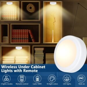 12 Pack LED Puck Lights Remote Control 16 Color Changeable Under Cabinet Lights, Battery Operated Lights Night Light with Dimmer & Timmer for Closet Bedroom Kitchen, White