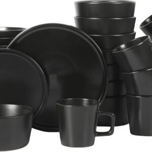 Sofia Coupe Stoneware Dinnerware Set, Service for 4 (12pcs), Black