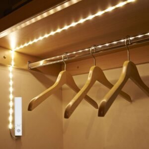 9.8ft Under Cabinet Lighting Motion Sensor Activated Led Strip Closet Lights Battery Powered Basement Trunk Counter Bed Stair Light Auto On Off for Bedroom Kitchen Indoor Nature White 4000K