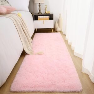 Soft Runner Rugs for Bedroom Living Room Plush Fluffy Rug 2x6 Feet, Shag Furry Area Rug Carpet Non Shedding for Nursery Children Kids Girls Room Home Decorative, Grey
