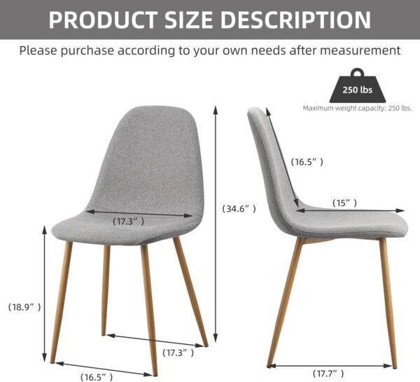 71-v3mJz54L._AC_SL1500.jpg Dining Chairs Set of 4,Modern Upholstered Dining Room Chairs, Kitchen Chairs with Metal Legs, Comfortable Kitchen Chairs for Dining Room Kitchen Bedroom Cafe Bistro Restaurant,Grey