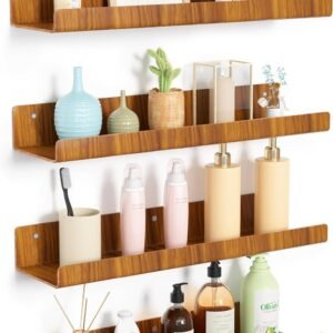 71-wCQtLGKL._AC_SL1500.jpg 4 Pack Acrylic Shelves for Wall Storage, 15" Floating Bookshelves for Kids, Display Shelf Organizer for Bathroom, Bedroom, Living Room, Kitchen, Room Decor, Clear