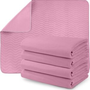 Waterproof Incontinence Bed Pads 34 x 52 Inches (Pack of 4, Blue), Washable and Reusable Underpads for Adults, Elderly and Pets, Absorbent Protective Pads