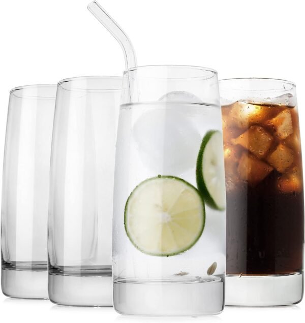 Drinking Glasses 19 oz, Thin Highball Glasses Set of 6,Clear Tall Glass Cups For Water, Juice, Beer, Drinks, and Cocktails and Mixed Drinks