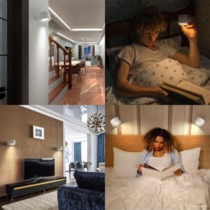 LED Wall Sconces, Wall Mounted Lamps with Rechargeable Battery Operated Dim 3 Brightness Removable Charging 360°Rotate Magnetic Ball, Cordless Wall Light for Reading Study Bedside Hallway