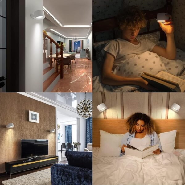 LED Wall Sconces, Wall Mounted Lamps with Rechargeable Battery Operated Dim 3 Brightness Removable Charging 360°Rotate Magnetic Ball, Cordless Wall Light for Reading Study Bedside Hallway