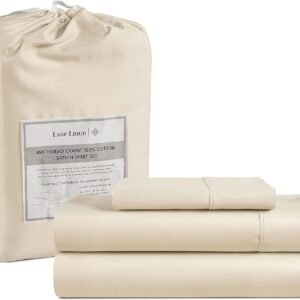 Queen Sheet Set, 4 Pc Queen Size Sheets Set, 450 Thread Count 100% Cotton Sheets, Cooling Sheets Queen Size, Soft and Breathable Bed Sheets Queen, Deep Pocket Queen Sheets - Ivory