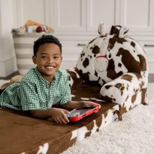 Soft Landing Elite Premium Character Sofa Seat & Transformable Fold-Out Lounger with Carrying Handle – Leopard