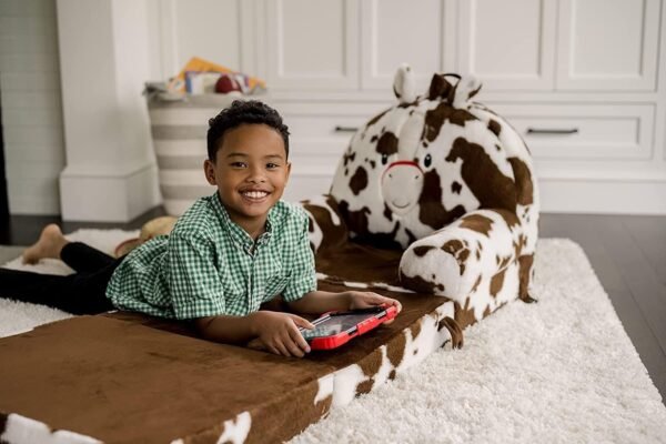 Soft Landing Elite Premium Character Sofa Seat & Transformable Fold-Out Lounger with Carrying Handle – Leopard