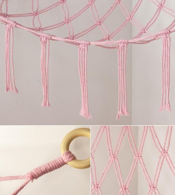 Large Stuffed Animal Hammock Corner Net for Toys Storage Hanging Stuff Animal Organizer Holder Pink Girls Living Room Bedroom Boho Nursery Dorm Decor