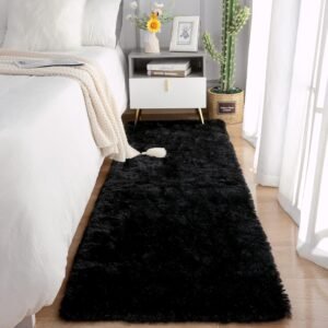 Soft Runner Rugs for Bedroom Living Room Plush Fluffy Rug 2x6 Feet, Shag Furry Area Rug Carpet Non Shedding for Nursery Children Kids Girls Room Home Decorative, Grey