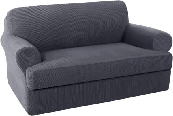 H.VERSAILTEX High Stretch Jacquard 2 Pieces Sofa Cover Couch Cover Furniture Sofa Slip Covers for Living Room, Polyester Spandex Jacquard Fabric Suit for T Cushion/Box Cushion (Sofa 72"-88", Navy)