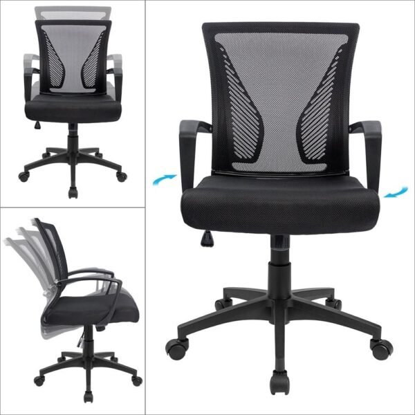 714q9EfMFnL._AC_SL1000.jpg Office Chair Mid Back Swivel Lumbar Support Desk Chair, Computer Ergonomic Mesh Chair with Armrest (Black)
