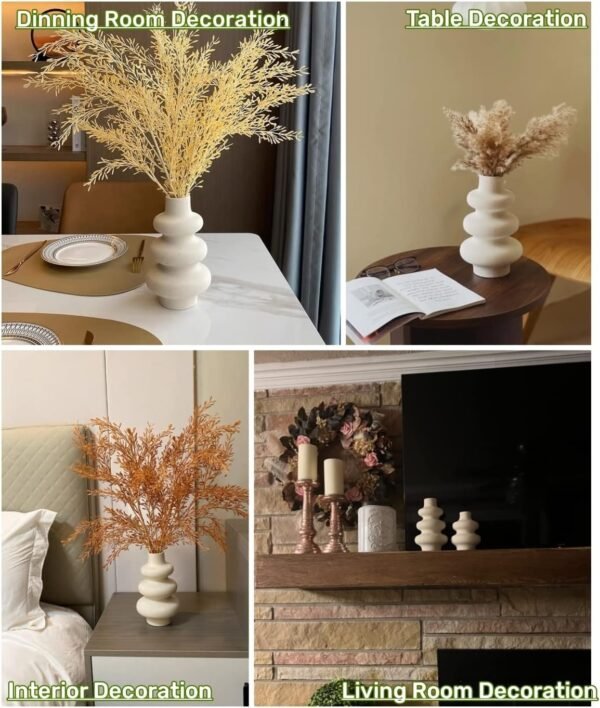 Ceramic Vases Set 2, Modern Home Decor,Off White Round Vases,Modern Dried Flower Vases, Boho Home Decor for Centerpieces Wedding Dinner Table Party Living Room Office Bedroom