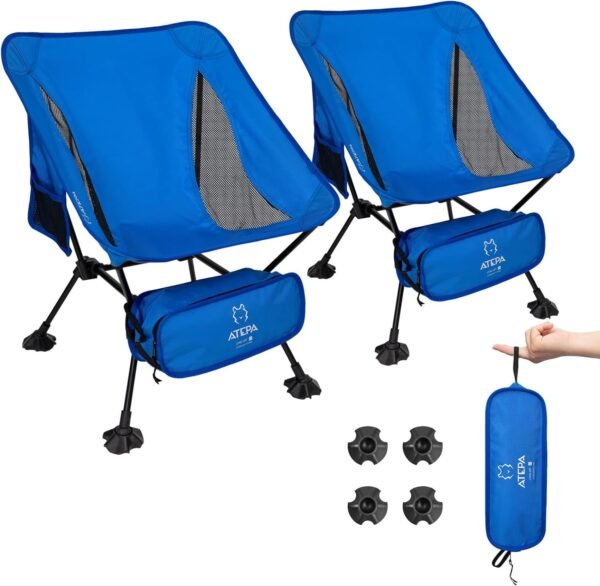 Ultralight Camping Chair for Backpacking Hiking, Portable Compact Lightweight Folding Camp Chairs for Adults - Square Aluminum Frame with Anti-Sinking Feet for Beach Lawn Travel BBQ Outdoor