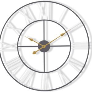 Large Wall Clock for Living Room Decor, (40CM) 16 Inch Wall Clock Decorative, Metal Analog Roman Numeral Wall Clock Modern Wall Clocks - Large Clock Home Decor (Gold)