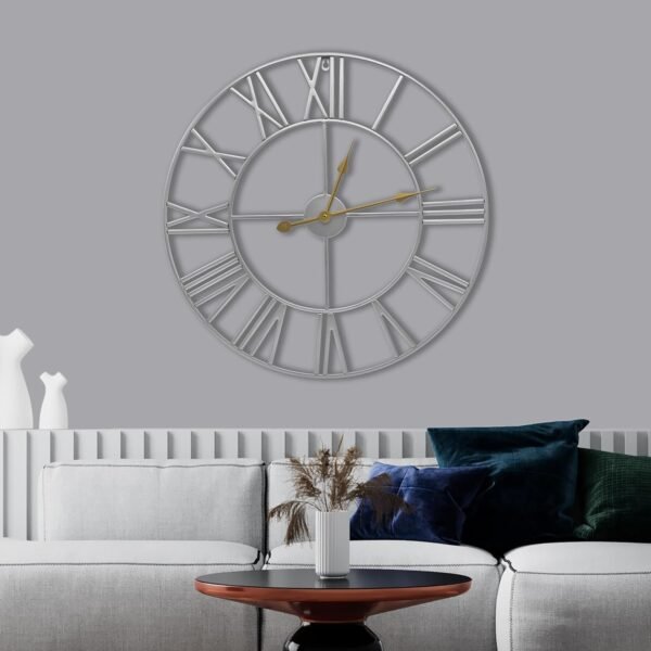 Large Wall Clock for Living Room Decor, (40CM) 16 Inch Wall Clock Decorative, Metal Analog Roman Numeral Wall Clock Modern Wall Clocks - Large Clock Home Decor (Gold)