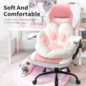 Cat Paw Cushion Kawaii Chair Cushions 27.5 x 23.6 inch Cute Stuff Seat Pad Comfy Lazy Sofa Office Floor Pillow for Gaming Chairs Room Decor White