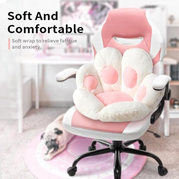 Cat Paw Cushion Kawaii Chair Cushions 27.5 x 23.6 inch Cute Stuff Seat Pad Comfy Lazy Sofa Office Floor Pillow for Gaming Chairs Room Decor White