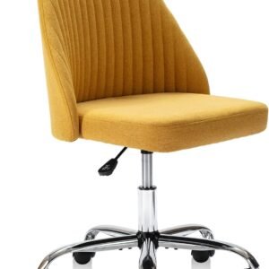 Armless Office Chair Cute Desk Chair, Modern Fabric Home Office Desk Chairs with Wheels Adjustable Swivel Task Computer Vanity Chair for Small Spaces