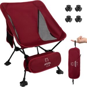 Ultralight Camping Chair for Backpacking Hiking, Portable Compact Lightweight Folding Camp Chairs for Adults - Square Aluminum Frame with Anti-Sinking Feet for Beach Lawn Travel BBQ Outdoor