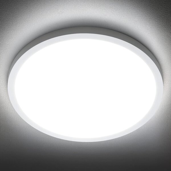 71APpWyBCFL._AC_SL1500.jpg LED Flush Mount Ceiling Light Fixture, 5000K Daylight White, 2400LM, 12 Inch 24W White Round Flat Ceiling Lights, 240W Equiv. Non-Dimmable