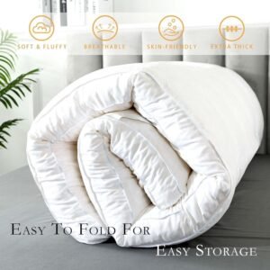 3 Inch Memory Foam Mattress Topper Full Size for Pressure Relief, Premium Fluffy & Soft Shredded Memory Foam Filled Pillow Top, Anti-Slip Bottom, 4 Anchor Elastic Bands, 54x75