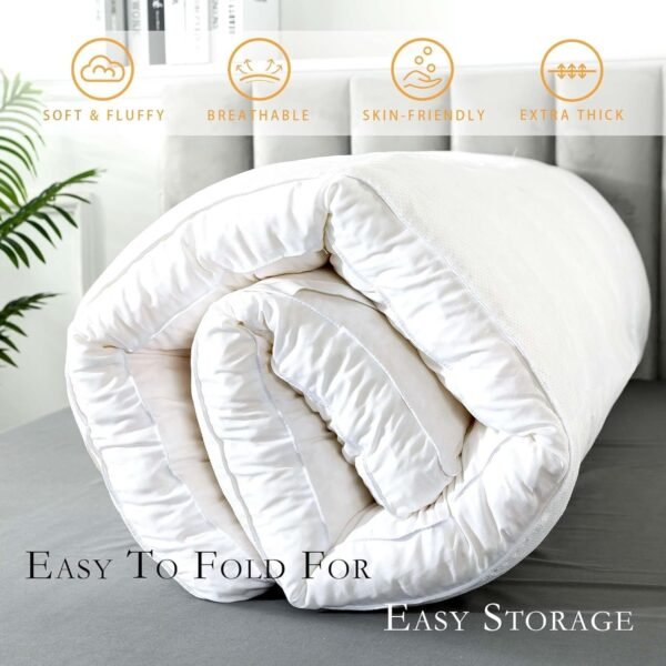 3 Inch Memory Foam Mattress Topper Full Size for Pressure Relief, Premium Fluffy & Soft Shredded Memory Foam Filled Pillow Top, Anti-Slip Bottom, 4 Anchor Elastic Bands, 54x75