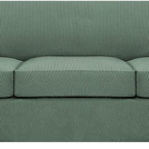 H.VERSAILTEX 3 Piece Stretch Sofa Covers for 2 Cushion Sofa Couch Covers for Living Room Furniture Cover (Base Cover Plus 2 Seat Cushion Covers) Thicker Jacquard Fabric(Large Sofa, Grey)