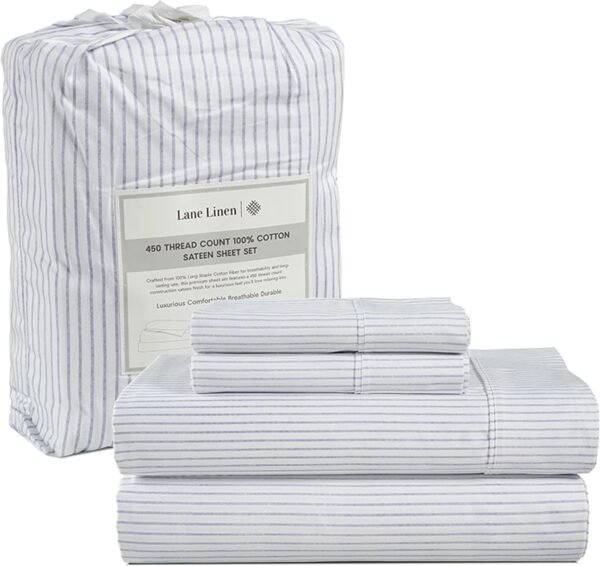 Queen Sheet Set, 4 Pc Queen Size Sheets Set, 450 Thread Count 100% Cotton Sheets, Cooling Sheets Queen Size, Soft and Breathable Bed Sheets Queen, Deep Pocket Queen Sheets - Ivory