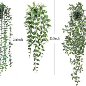 71BQNk9fgLL._AC_SL1300.jpg Artificial Hanging Plants 3 Pack Fake Potted Plants for Wall Home Room Office Indoor Decor