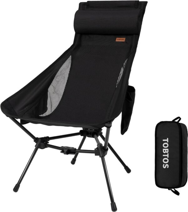 71BZFC3IsdL._AC_SL1500.jpg High Back Camping Chair, Lightweight Camping Chair with Headrest, Stable Portable Folding Chair for Outdoor Camp, Hiking, Backpacking(Black)
