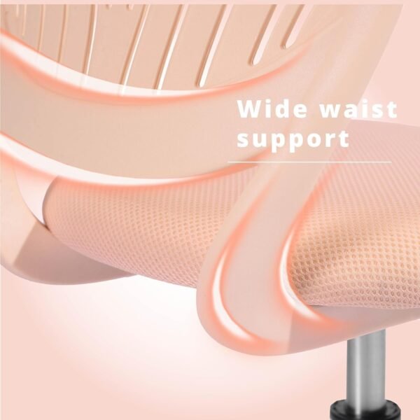 71BpLbJErkL._AC_SL1500.jpg Teens Girls Task Chair 360 Swivel, Low Mid PP Mesh Back Fabric Seat, Height Adjustable, Rolling Castor, W15.7inces x D15.2inces x H29.5-34.2inches (Rose)