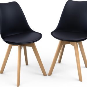 Mid-Century Modern Lounge Chair Set of 2 - High Back Rest, Soft Padded Seats & Solid Wood Legs - Dining, Living Room, Kitchen - DSW Shell Tulip Chair - White