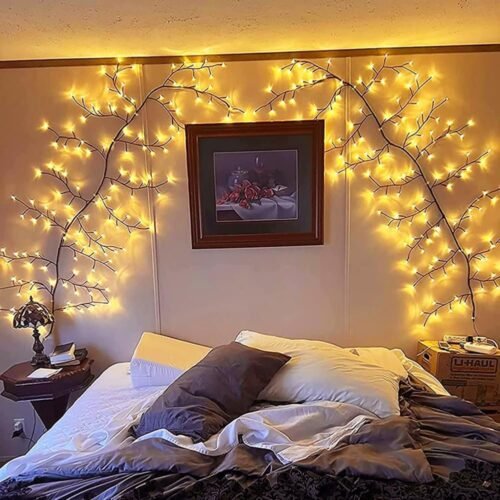 71D_pkreewL._AC_SL1001.jpg Enchanted Willow Vine Light, Christmas Decorations Flexible DIY Vines for Room Decor, 144 LEDs Artificial Plants Tree Branches,7.5FT Vines with Lights for Wall Bedroom Living Room Decor(1PCS)