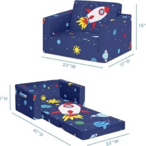 71DsX2rt03L._AC_SL1500.jpg Delta Children Cozee 2-in-1 Convertible Sofa to Lounger - Comfy Flip Open Couch/Sleeper for Kids, Space