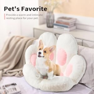 Cat Paw Cushion Kawaii Chair Cushions 27.5 x 23.6 inch Cute Stuff Seat Pad Comfy Lazy Sofa Office Floor Pillow for Gaming Chairs Room Decor White