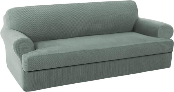 H.VERSAILTEX High Stretch Jacquard 2 Pieces Sofa Cover Couch Cover Furniture Sofa Slip Covers for Living Room, Polyester Spandex Jacquard Fabric Suit for T Cushion/Box Cushion (Sofa 72"-88", Navy)