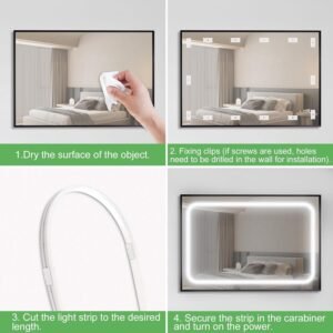 LED Vanity Mirror Lights, Hollywood Waterproof Makeup Light for Bathroom, 6.56FT/2M 6000K Dimmable 12V Strip Lights Mirror Lighting for Makeup Vanity Table (Mirror Not Included)